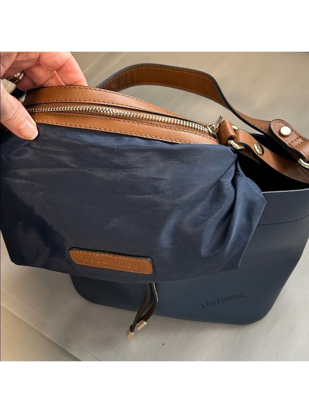 Louenhide Navy Brown Crossbody Bag - Picture 9 of 15